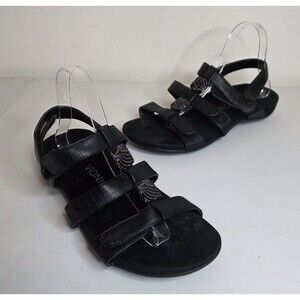 Vionic Amber Black Strappy Crocodile Pattern Sandals Size 9